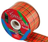 Eleganza Poly Tartan 50mm x 50m Bouble Sided Red Pattern No.259 - Ribbons